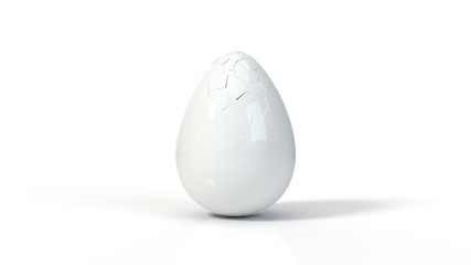 fracturing egg. suitable for easter, holiday and technology themes. 3d illustration.