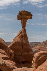 Toadstool Rock Formations Due to Erosion on the Toadstools Trailhead in Kanab, Utah