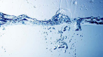 Water and bubbles on the blue water background