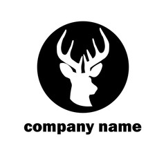 black deer logo icon on white background. flat style. deer head icon for your web site design, logo, app, UI. black deer logo design symbol. deer logo sign.