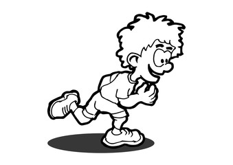 Junge rennt Comic Kontur