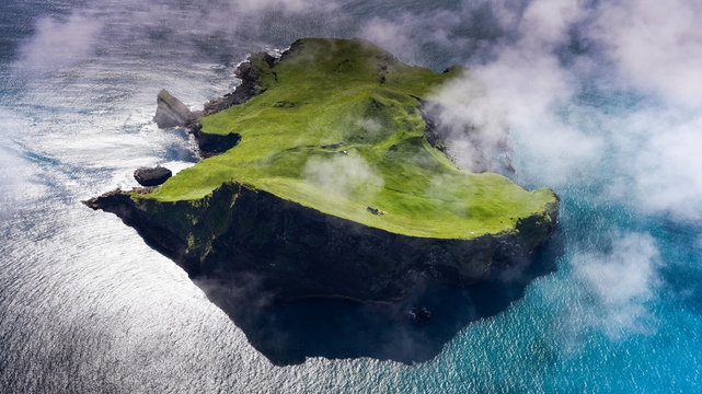Aerial view of beautiful small island in Iceland