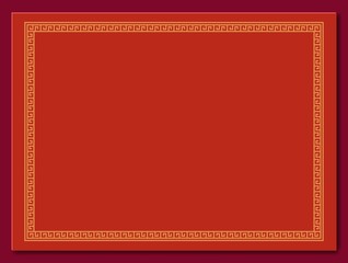 Chinese frame background. Red and gold color. Hand crafted art. Paper cut style. Vector illustration EPS10. 