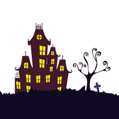 haunted castle halloween isolated icon