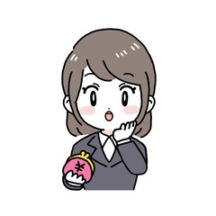 財布を持つ　悩む　女性　ビジネスウーマン