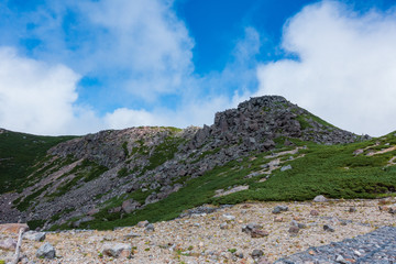 Norikuradake under the blue sky in Nagano, Japan