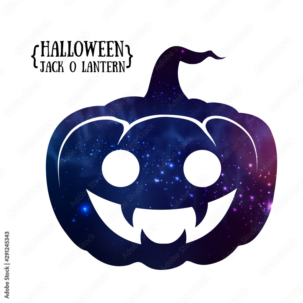 Wall mural Halloween pumpkin jack o lantern silhouette with space background inside