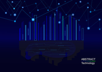 Technology Illustration Design, Abstract Technology BackGround Blue.