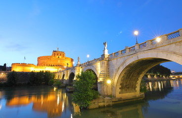 Fototapeta na wymiar Castel Sant Angelo fort Tiber river cityscape Rome Italy
