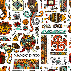 Ethnic handmade ornament for your design. Polynesian style, seamless pattern