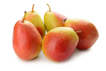 Sweet ripe pears on white background