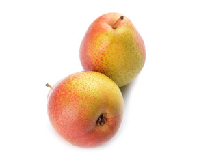 Sweet ripe pears on white background