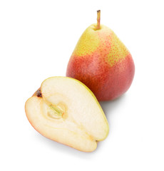 Sweet ripe pears on white background