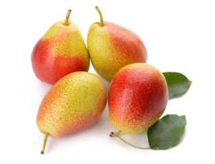 Sweet ripe pears on white background
