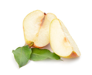 Sweet cut pear on white background