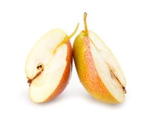 Sweet cut pear on white background