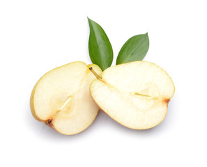 Sweet cut pear on white background
