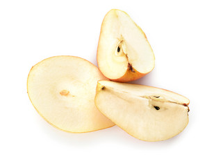 Sweet cut pear on white background