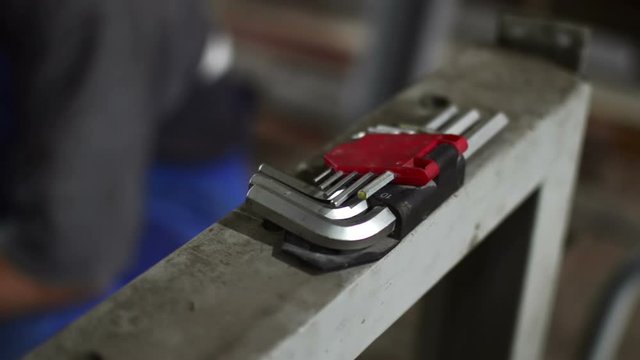 cloese up Set Of assorted tools For Mechanic Work