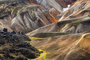 Multi-colored mountains in Landmannalaugar, Iceland