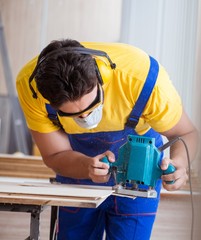 Carpenter working in the workshop