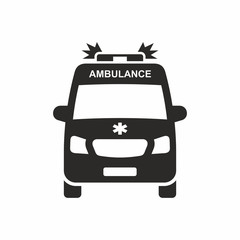 Ambulance car icon. Vector icon isolated on white background.