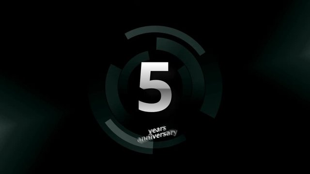 5 Years Anniversary Digital Tech Circle Silver Background