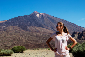young woman by top of the volcano Teide - 291249724