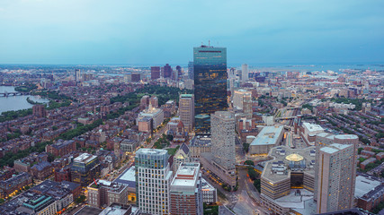 Obraz premium Boston cityscape from the Skywalk Observatory of the Prudential.Charles river.Massachusetts USA
