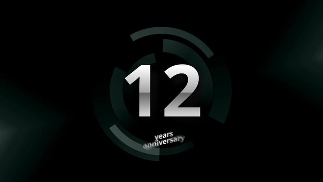 12 Years Anniversary Digital Tech Circle Silver Background