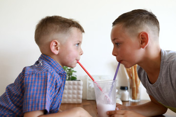 Brothers have vanilla milkshake