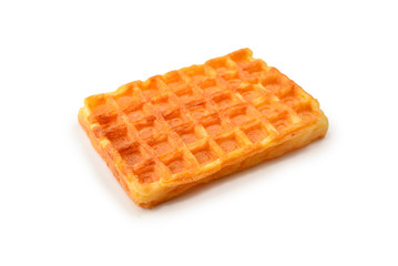 Belgian waffle isolated on white background.