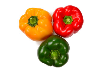 Group of bell peppers isolated on white background.
