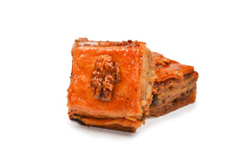 Tasty baklava isolated on white background.