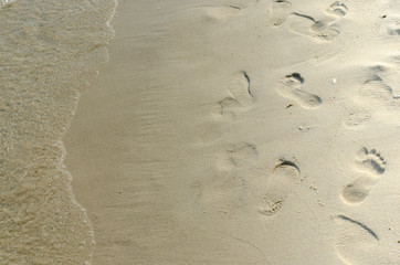 Fototapeta na wymiar Footprints on the sand background