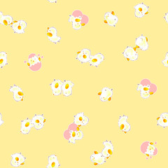 Freehand drawing seamless illustration of a pretty chicken