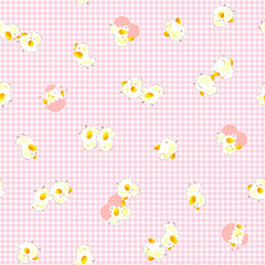 Freehand drawing seamless illustration of a pretty chicken