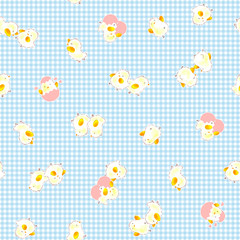 Freehand drawing seamless illustration of a pretty chicken