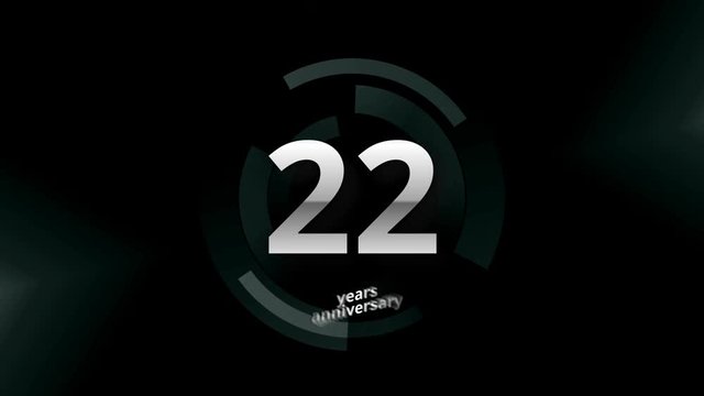 22 Years Anniversary Digital Tech Circle Silver Background