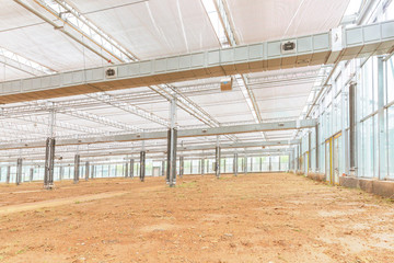 Close-up of steel structure greenhouse structure