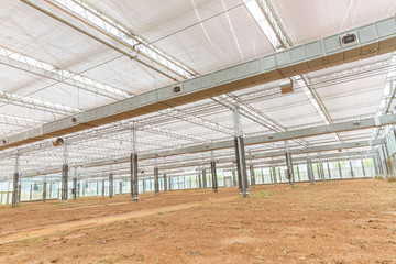 Close-up of steel structure greenhouse structure
