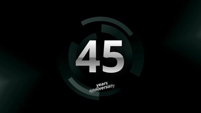 45 Years Anniversary Digital Tech Circle Silver Background