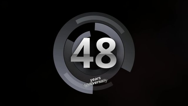 48 Years Anniversary Digital Tech Circle Silver Background