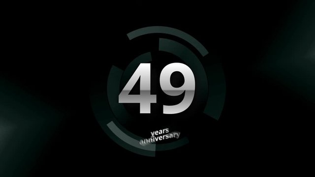 49 Years Anniversary Digital Tech Circle Silver Background