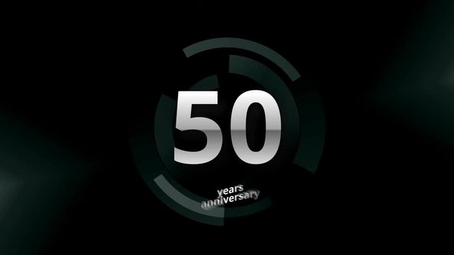 50 Years Anniversary Digital Tech Circle Silver Background