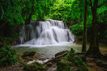 Huay Mae Khamin waterfalls in deep forest at Srinakarin National Park ,Kanchanaburi,Thailand