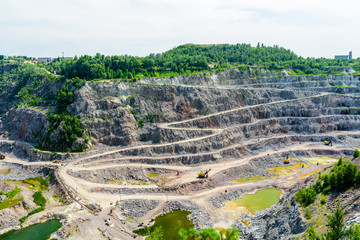 View on a cliffs in a granite quarry