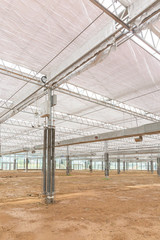 Close-up of steel structure greenhouse structure