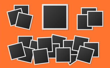 Black and white photo frame with shadows isolated on white background. Vector illustration - Vector