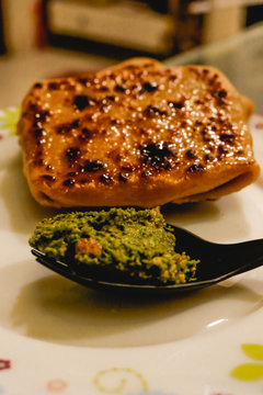 Healthy indian stuffed parotha.